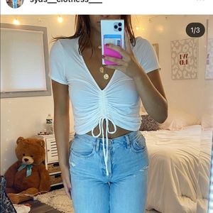 White tie cropped tee shirt